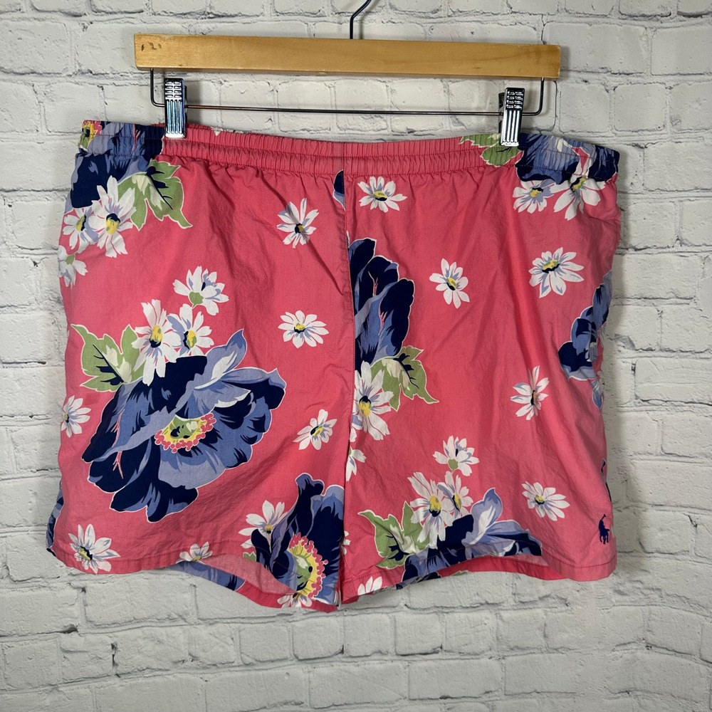 Polo Ralph Lauren Mens Pink Floral Daisy Swim Trunks Shorts Cotton Mesh XL